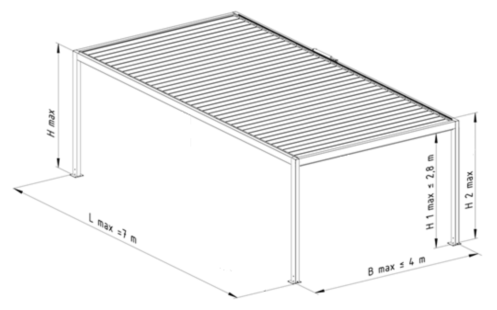 Pergola SB400 samostoječa enomodulna