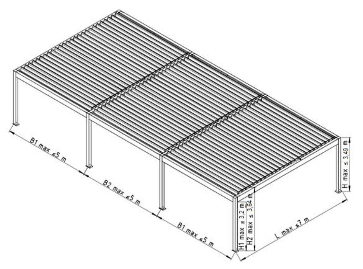 Pergola SB500 samostoječa večmodulna
