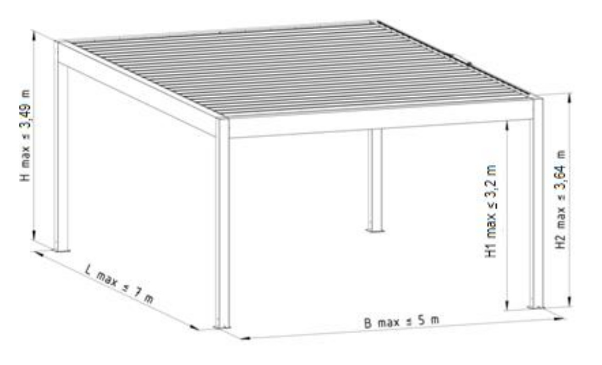 Pergola SB500 samostoječa enomodulna
