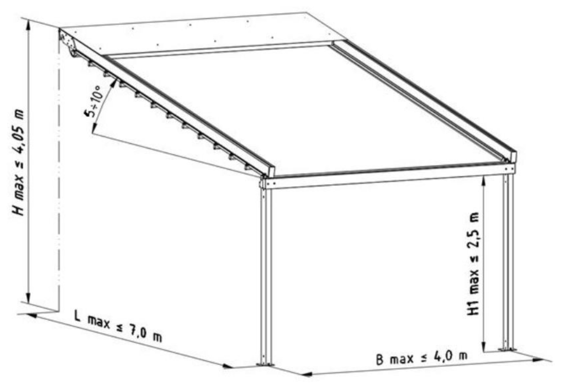 Pergola SOLID stenska enomodulna