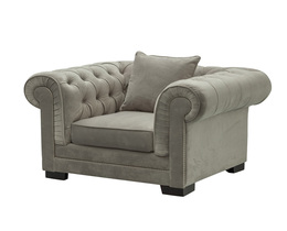Fotelj Chesterfield Classic Žamet Svetlo siv 118x96x77cm