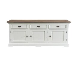 Komoda Brighton 180x55x95cm bela in naravno siva