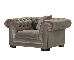 Fotelj Chesterfield Classic Žametno siv 118x96x77cm