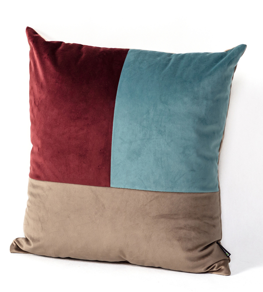 Poduszka Patchwork kwadratowa beige chocolate blue