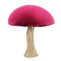 Dekoracja Velvet Mushroom 17 cm ruby